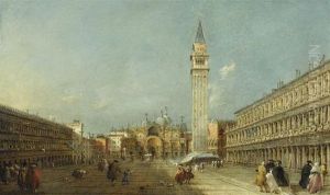 Piazza San Marco With View Over Towards The Basilica by Francesco Guardi