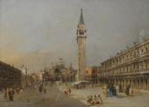 The Piazza San Marco With The Basilica And Campanile by Francesco Guardi