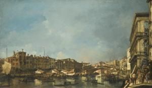 Venice, A View Of The Rialto Bridge, Looking North, From The Fondamenta Del Carbon by Francesco Guardi
