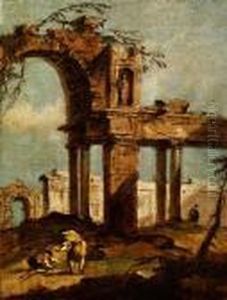 Capriccio Mit Antiken Ruinen Undfigurenstaffage by Francesco Guardi