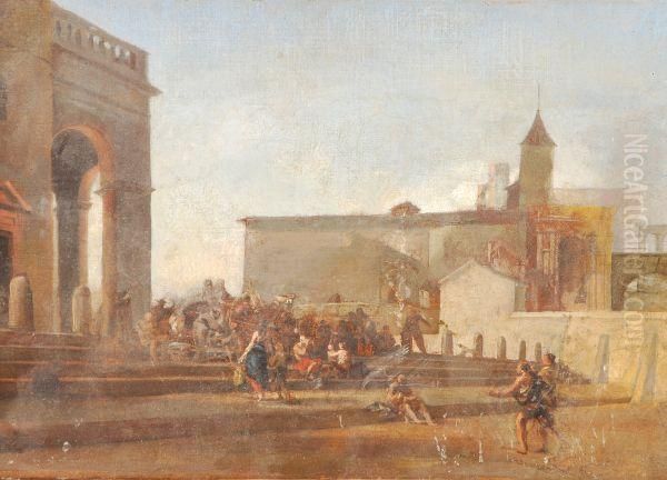 Guardi Figures On Stepsbefore A Church - view 1