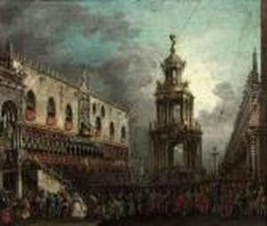 The 'giovedi Grasso' Festival On The Piazzetta In Venice by Francesco Guardi