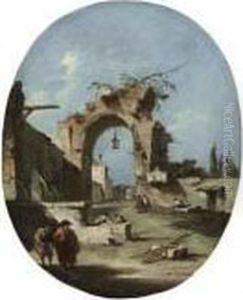 A Capriccio With A Ruined Arch And A Town Wall A Capriccio With A Ruined Arch And A Town Wall