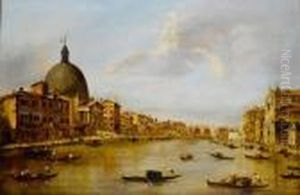 The Grand Canal, Venice, With San Simeonepiccolo And Santa Lucia by Francesco Guardi