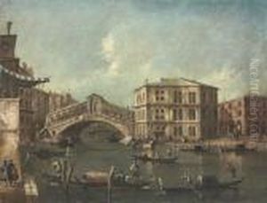 The Grand Canal, Venice, Looking
South, With The Rialto Bridge Andthe Palazzo Dei Camerlenghi by Francesco Guardi