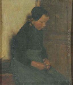 In half licht girl in an interior by Willy Martens