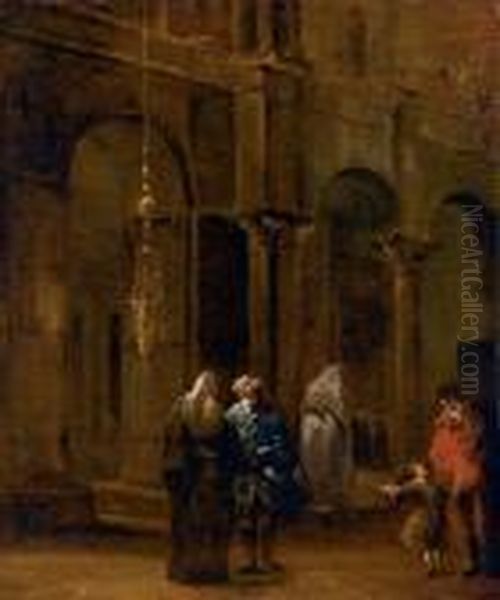 Interno Di Chiesa Con Figure - view 1