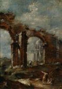 Capriccio Architettonico Con Figure by Francesco Guardi