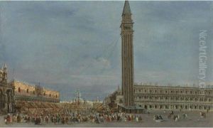 The Festival Of Giovedi Grasso In The Piazzetta, Venice by Francesco Guardi