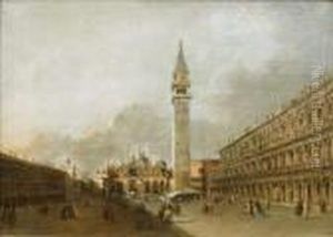 Piazza S. Marco Con Basilica E Campanile by Francesco Guardi