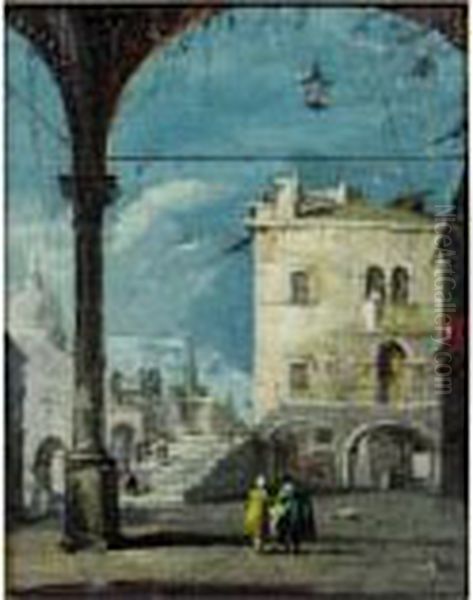 Figures In Venetian Courtyard - view 1