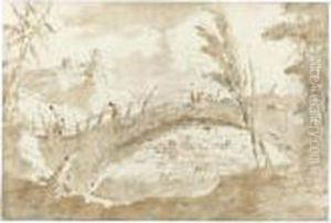 Mountain Landscape With A Bridge by Francesco Guardi