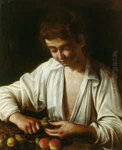 A Young Boy Peeling an Apple by Caravaggio