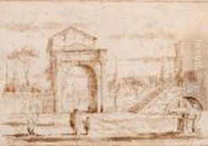 Venezianische Vedute Mit Antikem Torbogen. by Francesco Guardi