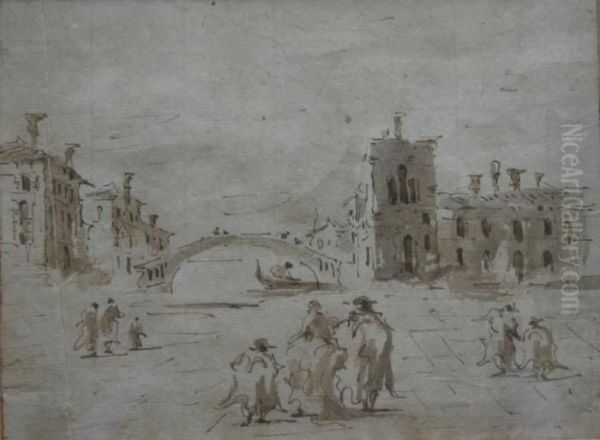 Figures In A Venetian Campo - view 1