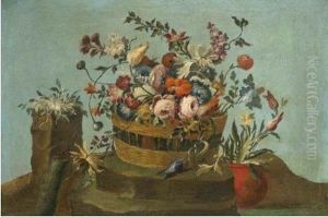 Natura Morta Con Cesto Di Fiori