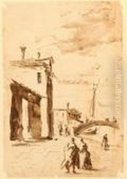 Ansicht Einer Brucke In Venedig Mit Passanten - view 1