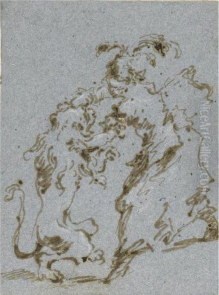 Woman Dancing With A Lion - view 1