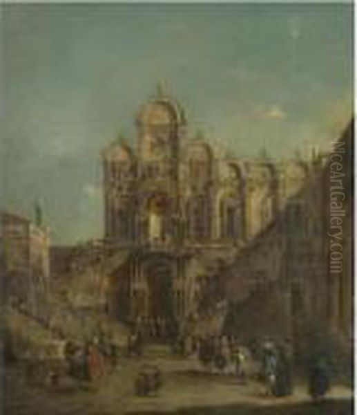 Venice, A View Of The Campo San 
Zanipolo With The Loggia Temporarily Erected Outside The Scuola Di San 
Marco For The Benediction Of Pope Pius Vi On 19th May 1782 - view 1
