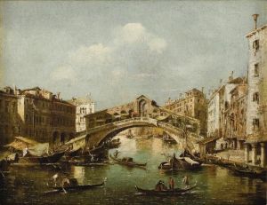 Venice, A View Of The Grand Canal And The Rialto Bridge by Francesco Guardi