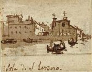 Four Views Of Venice: The Isola 
Di San Lazzaro Degli Armeni; The Isola Della Beata Vergine Del Rosario; 
The Isola Di San Servolo; And The Isola Di San Giorgio In Alga by Francesco Guardi