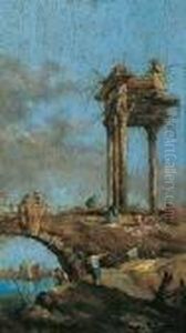 Ruinencapriccio Mit Waschebleiche. by Francesco Guardi