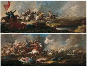 Battaglia Con Stendardo Al Centro E Battaglia Con Figure Con- by Francesco Guardi