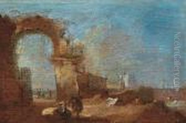 Capriccio Con Arco In Rovina In Riva Alla Laguna - view 1