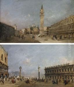 The Piazza San Marco, Venice, Looking East; And The Piazzetta, Venice, Looking South by Francesco Guardi