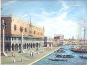 In The Manner Of Francesco
Guardi , 'gondolas Before The Doges Palace', Gouache, 27.5cm X 38cm,
Framed by Francesco Guardi