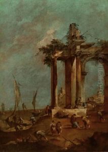 Capriccio Architettonico Con Rovine Classiche Sulla Riva Della Laguna by Francesco Guardi