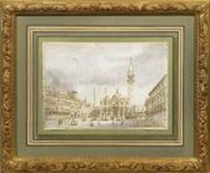 Ansicht Von Venedig Mit Blick Auf Den Belebten Markusplatz by Francesco Guardi