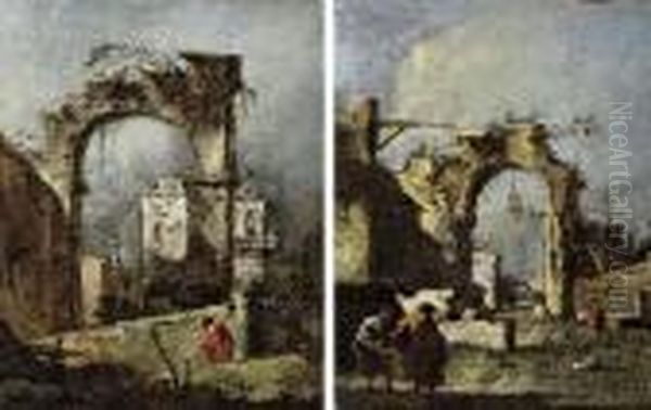 Capricci Of Ruined Arches With Figures - view 1