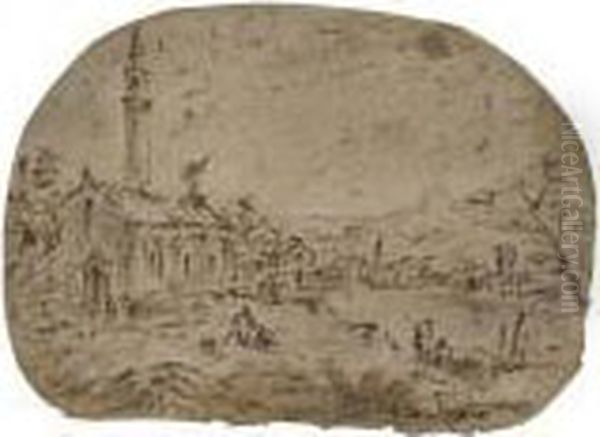 Landscape With A Church And Fishermen - view 1