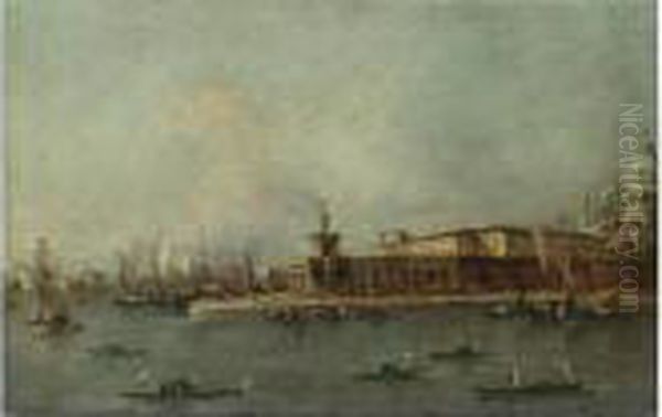 Venice, A View Of The Entrance
To The Grand Canal With The Punta Della Dogana And The Church Of Santa
Maria Della Salute - view 1