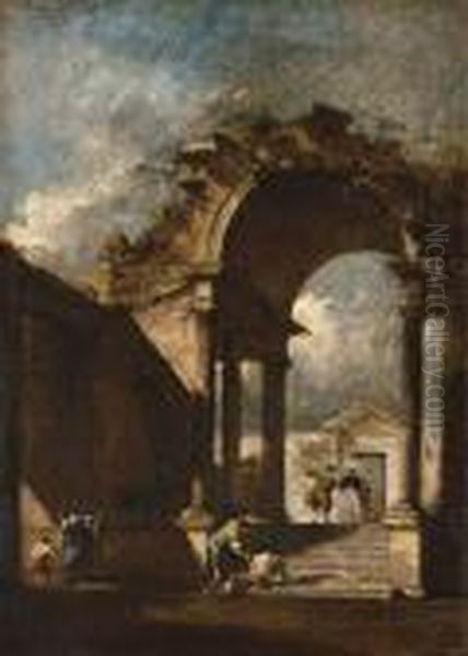 A Capriccio With Figures Amongst Classical Ruins - view 1