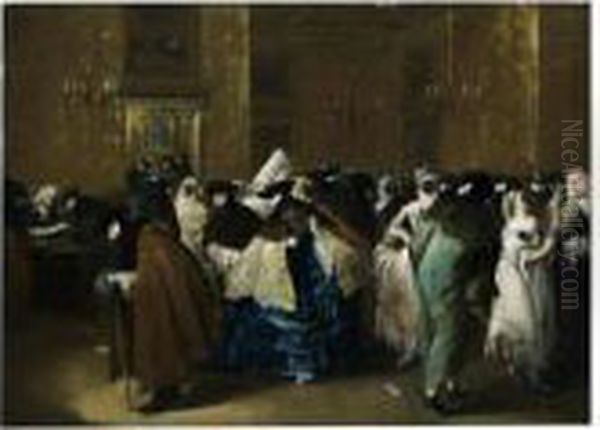Ridotto In Venice With Masked Figures Conversing - view 1