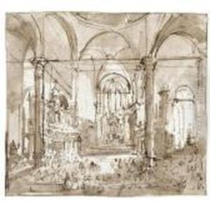 Interior Of The Church Of S. Zanipolo Venice by Francesco Guardi