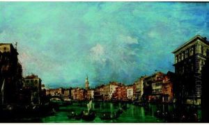 Venise : Vue Du Grand Canal Vers Le Pont Du Rialto by Francesco Guardi