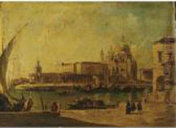 Venice, A View Of The Entrance To The Grand Canal With Santa Maria Della Salute by Francesco Guardi