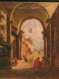 The Loggietta, Venice With Figures: Two by Francesco Guardi