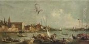 A Capriccio Of A Venetian Lagoon by Francesco Guardi
