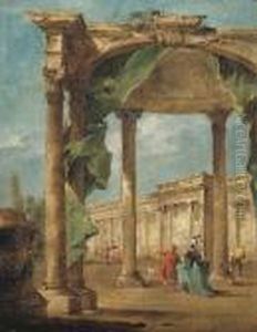 An Architectural Capriccio With An Arch And Awning An Architectural Capriccio With An Arch And Awning