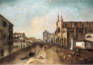 Venice, A View Of The Campo Dei Ss. Giovanni E Paolo by Francesco Guardi