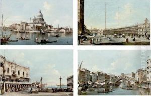 The Piazza San Marco Looking 
Towards San Geminiano; The Rialto Bridge With The Riva Del Vin; Santa 
Maria Della Salute; The Piazzetta Looking Towards San Giorgio Maggiore by Francesco Guardi