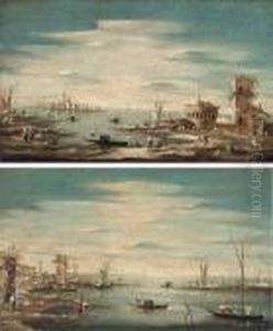 A Capriccio Of Santa Maria Della
 Salute, Venice, From Across Thelagoon; And A Capricco Of The Venetian 
Lagoon With Boatmen by Francesco Guardi