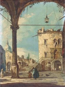 Elegant Figures Beneath Arches by Francesco Guardi