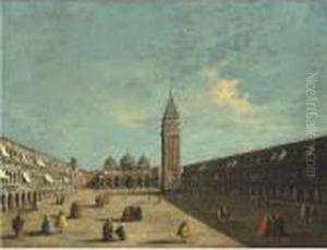 View Of Piazza San Marco Looking
 Eastwards Towards The Basilica And The Campanile, Venice by Francesco Guardi