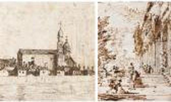 Recto
: Architectural Capriccio With Figures And Staircases Leading From The Garden To The Entrance Of A Villa - view 1