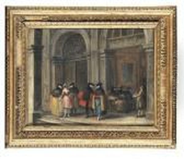 Masked Figures Taking Coffee In The Caffe Florian, Venice - view 1